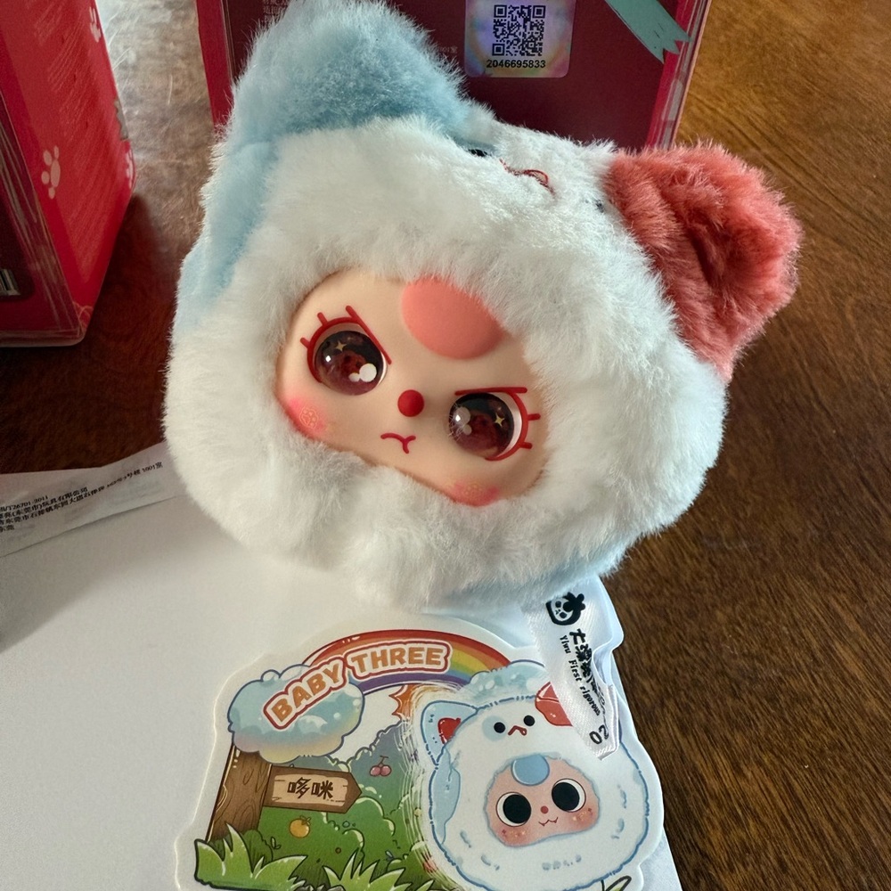 Cute Plush bag charms, pendant , /Red and Blue Ears alternative to a labubu